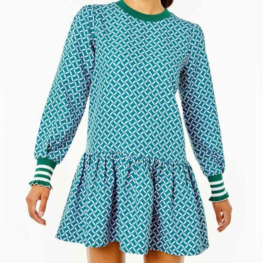 Addison Bay Womens Crew Neck Long Sleeve Back Zipper Closure Mini Dress Size XL.
